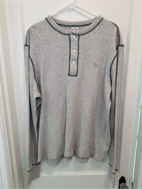 Brooks Brothers 1818 Gray Waffle Knit Thermal Henley Pullover Sweater Men’s XL